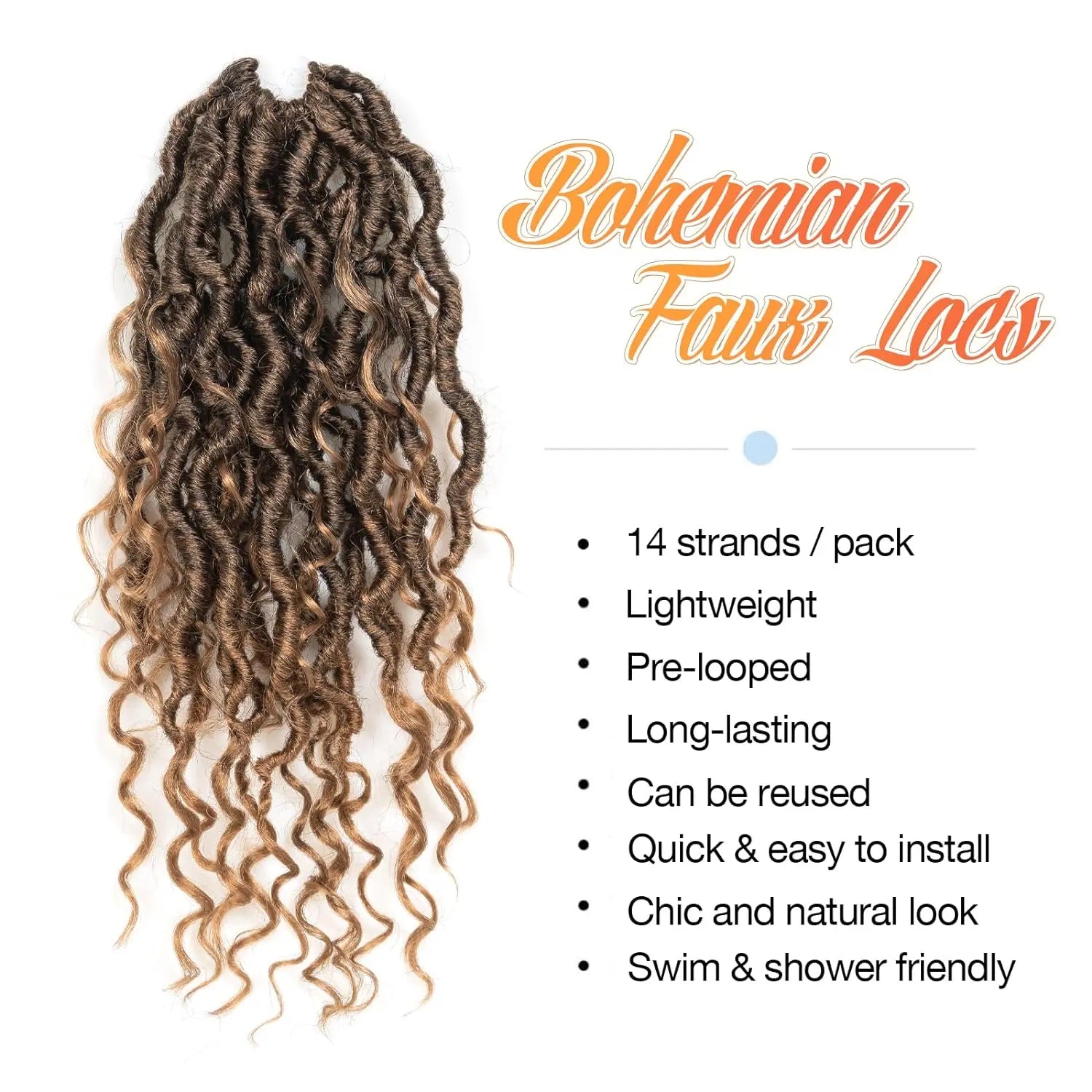 ( US ONLY) FAST SHIPPING GL | Toyotress® Curly Locs Crochet Hair - Natural Black Pre-twisted Faux Locs Crochet Braids, Short Pre-looped Synthetic Braiding Hair Extensions Toyotress